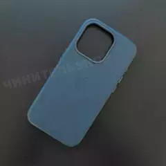Чехол iPhone 15 Pro Leather Case (MagSafe) Pacific Blue