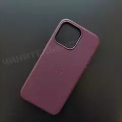 Чехол iPhone 15 Pro Max Leather Case (MagSafe) Dark Cherry