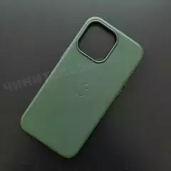 Чехол iPhone 15 Pro Max Leather Case (MagSafe) Green Forest