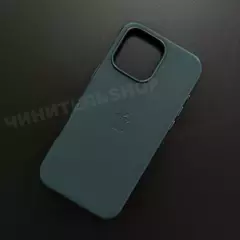 Чехол iPhone 16 Pro Max Leather Case (MagSafe) Marine Green