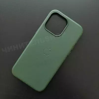 Чехол iPhone 15 Pro Max Leather Case (MagSafe) Green Forest