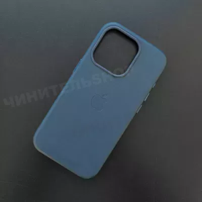 Чехол iPhone 15 Pro Leather Case (MagSafe) Pacific Blue