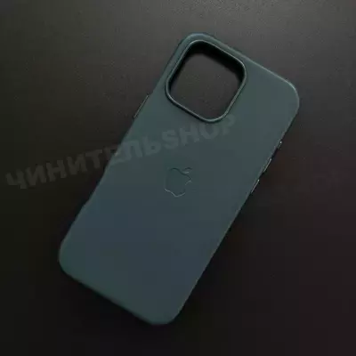 Чехол iPhone 16 Pro Max Leather Case (MagSafe) Marine Green