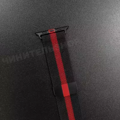 Ремешок Apple Watch 42/44/45/46/49mm – Milanese Loop – Black & Red