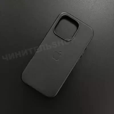 Чехол iPhone 16 Pro Leather Case (MagSafe) Black
