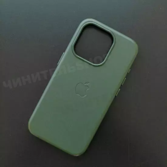Чехол iPhone 15 Pro Leather Case (MagSafe) Green Forest