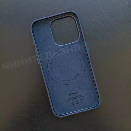 Чехол iPhone 15 Pro Leather Case (MagSafe) Night Blue