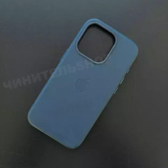 Чехол iPhone 15 Pro Leather Case (MagSafe) Pacific Blue