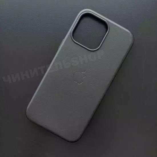 Чехол iPhone 15 Pro Max Leather Case (MagSafe) Black