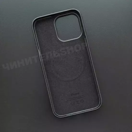 Чехол iPhone 15 Pro Max Leather Case (MagSafe) Black