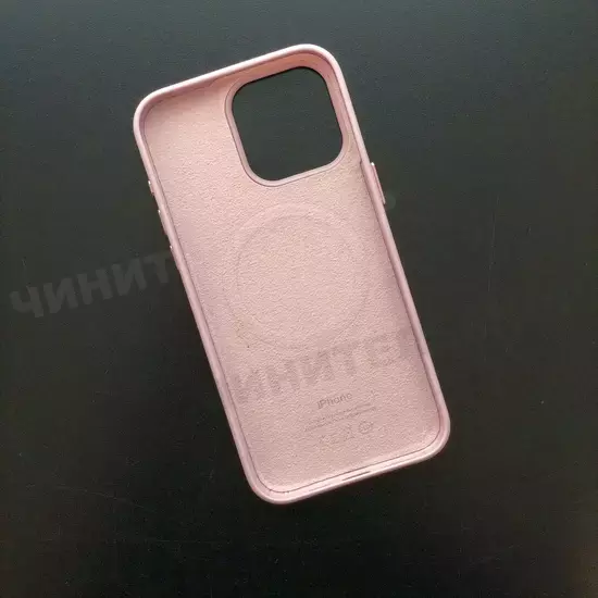 Чехол iPhone 15 Pro Max Leather Case (MagSafe) Chalk Pink