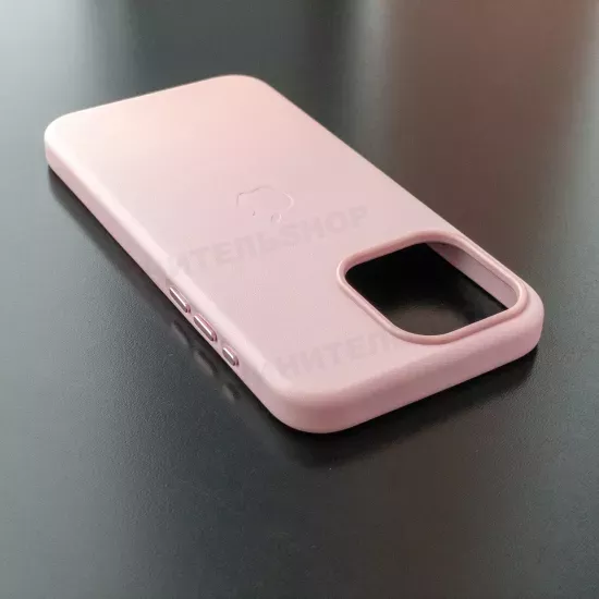 Чехол iPhone 15 Pro Max Leather Case (MagSafe) Chalk Pink