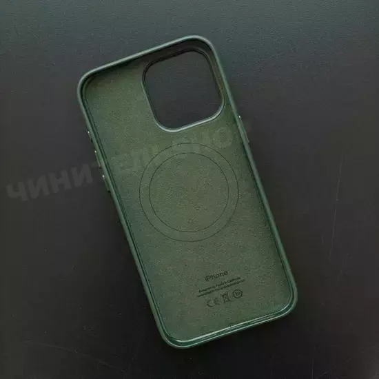 Чехол iPhone 15 Pro Max Leather Case (MagSafe) Green Forest