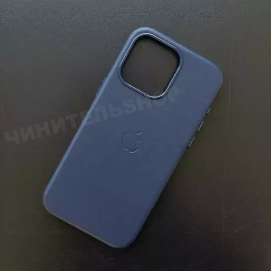 Чехол iPhone 15 Pro Max Leather Case (MagSafe) Night Blue