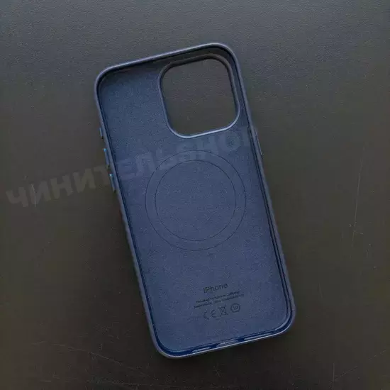 Чехол iPhone 15 Pro Max Leather Case (MagSafe) Night Blue