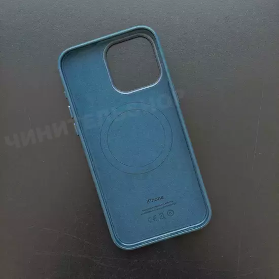 Чехол iPhone 15 Pro Max Leather Case (MagSafe) Pacific Blue