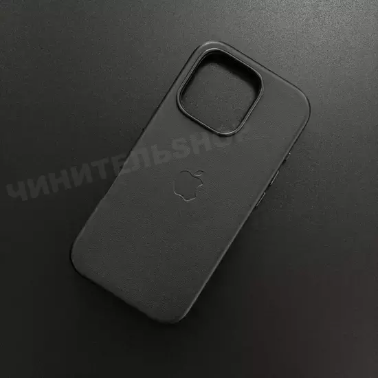 Чехол iPhone 16 Pro Leather Case (MagSafe) Black