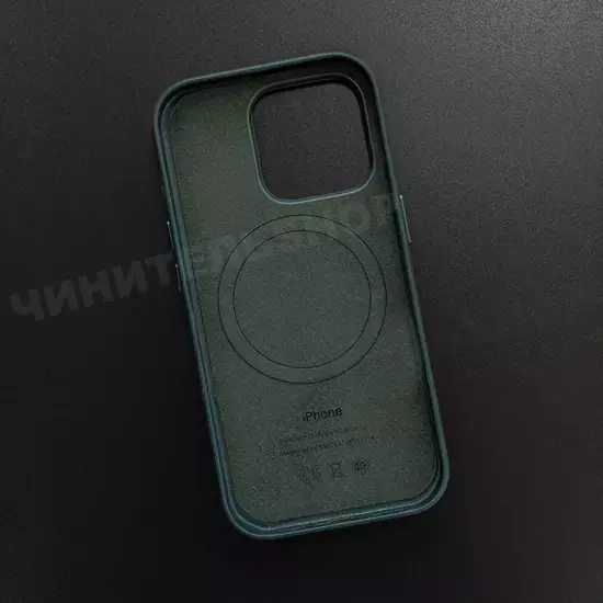 Чехол iPhone 16 Pro Leather Case (MagSafe) Marine Green