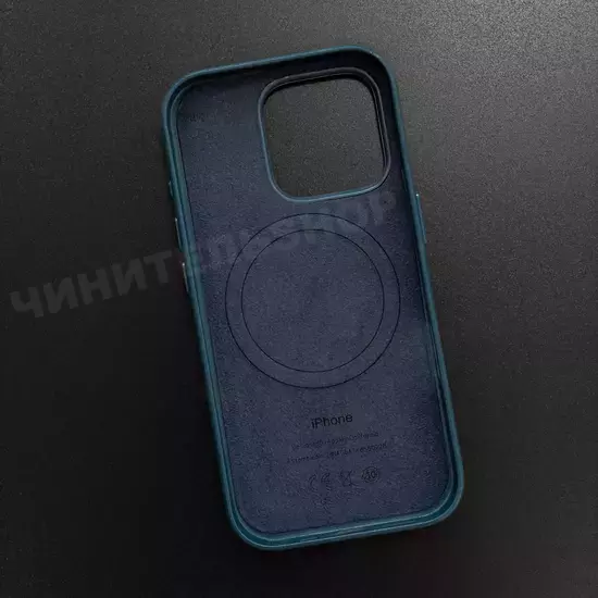 Чехол iPhone 16 Pro Leather Case (MagSafe) Pacific Blue