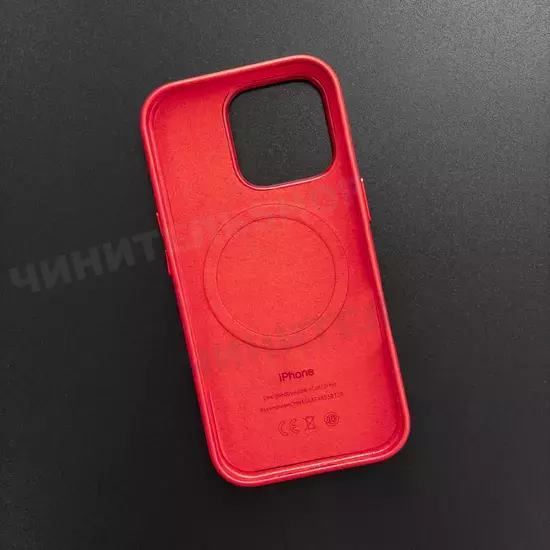 Чехол iPhone 16 Pro Leather Case (MagSafe) Red