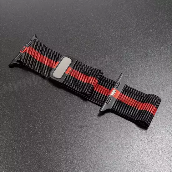 Ремешок Apple Watch 42/44/45/46/49mm – Milanese Loop – Black & Red