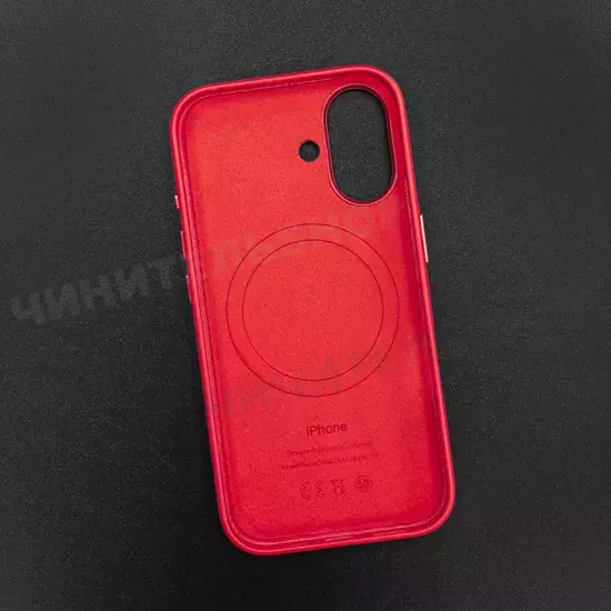 Чехол iPhone 16 Leather Case (MagSafe) Red